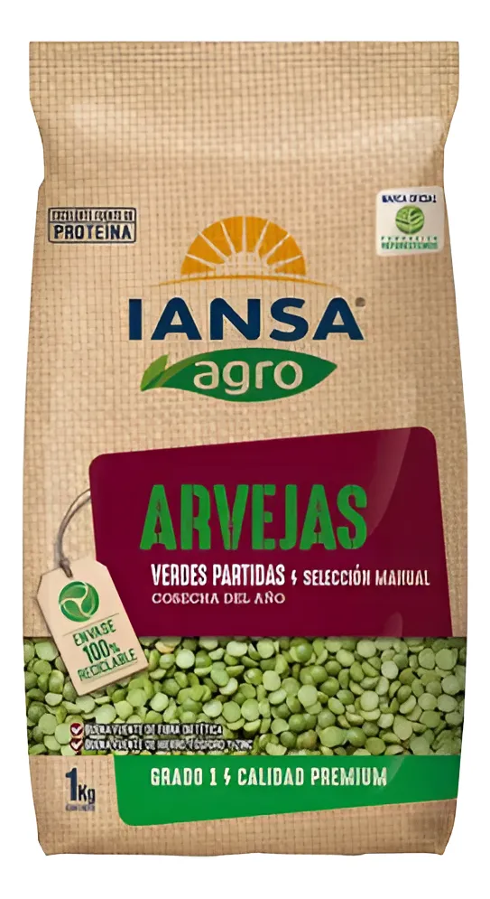 Arvejas Verdes Partidas 1 kg, Iansa