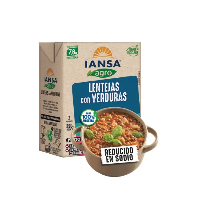 Lentejas C/Verduras 390 g, Platolisto Iansa