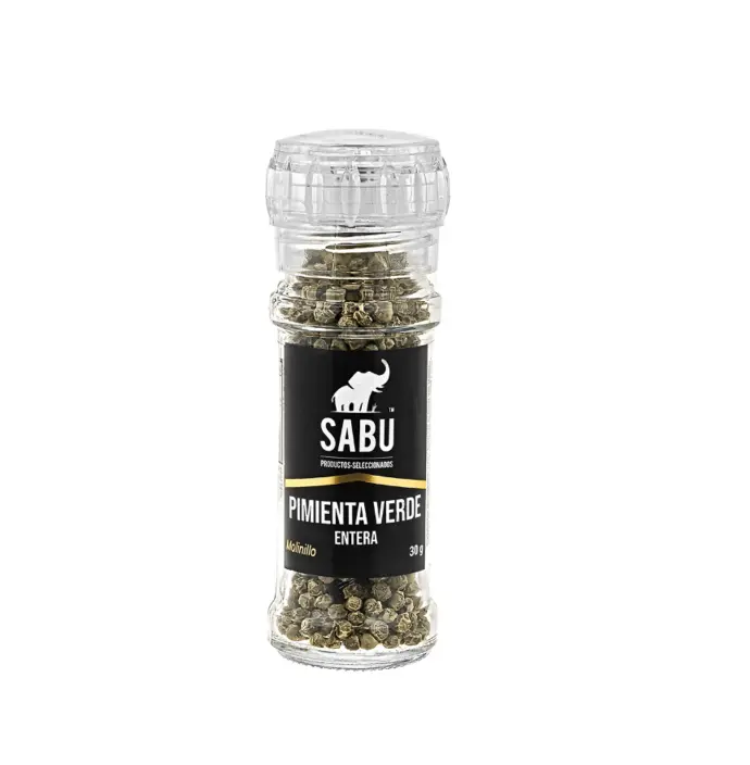 Pimienta Verde Entera 30 g, C/Molinillo Sabu
