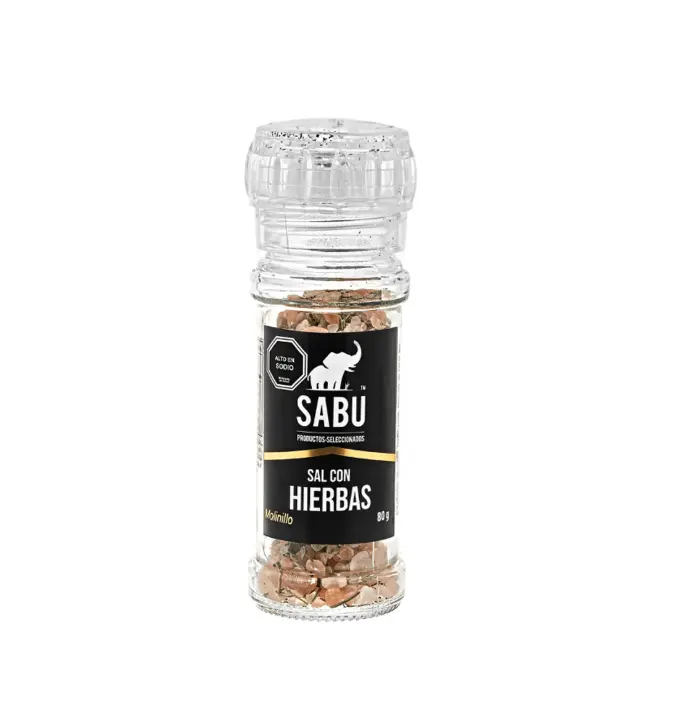 Sal Entera Con Hierbas 80 g, C/Molinillo Sabu