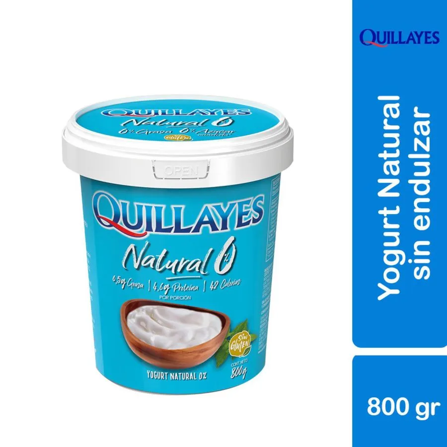 Yogur Batido Natural 0% Pote 800 g, Quillayes