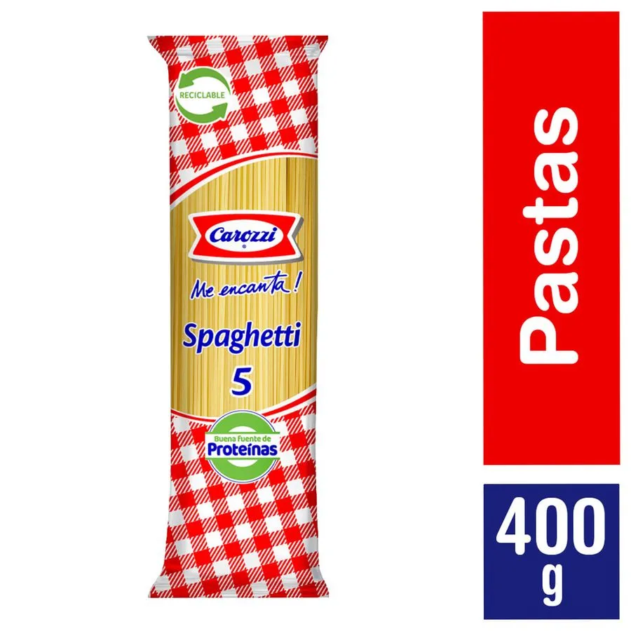 FIDEOS SPAGHETTI 5   5 X 400 GR CAROZZI                 