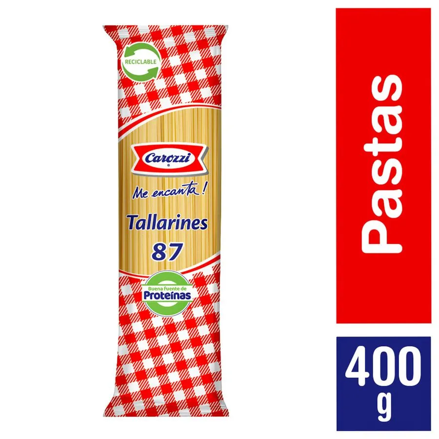 FIDEOS TALLARINES 87   5 X 400 GR CAROZZI               