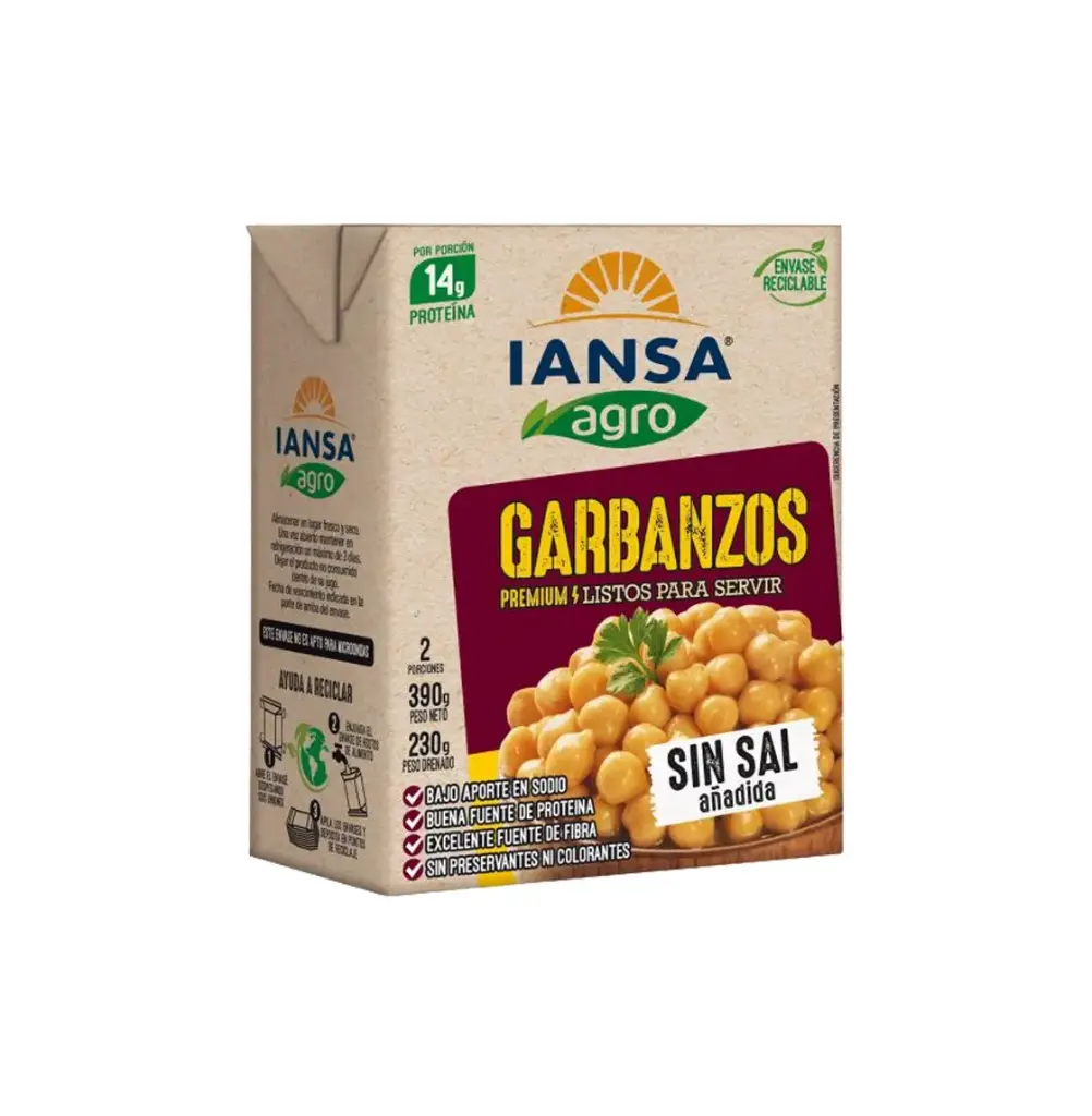 GARBANZOS 12 X 390 GR PLATOLISTO IANSA                        