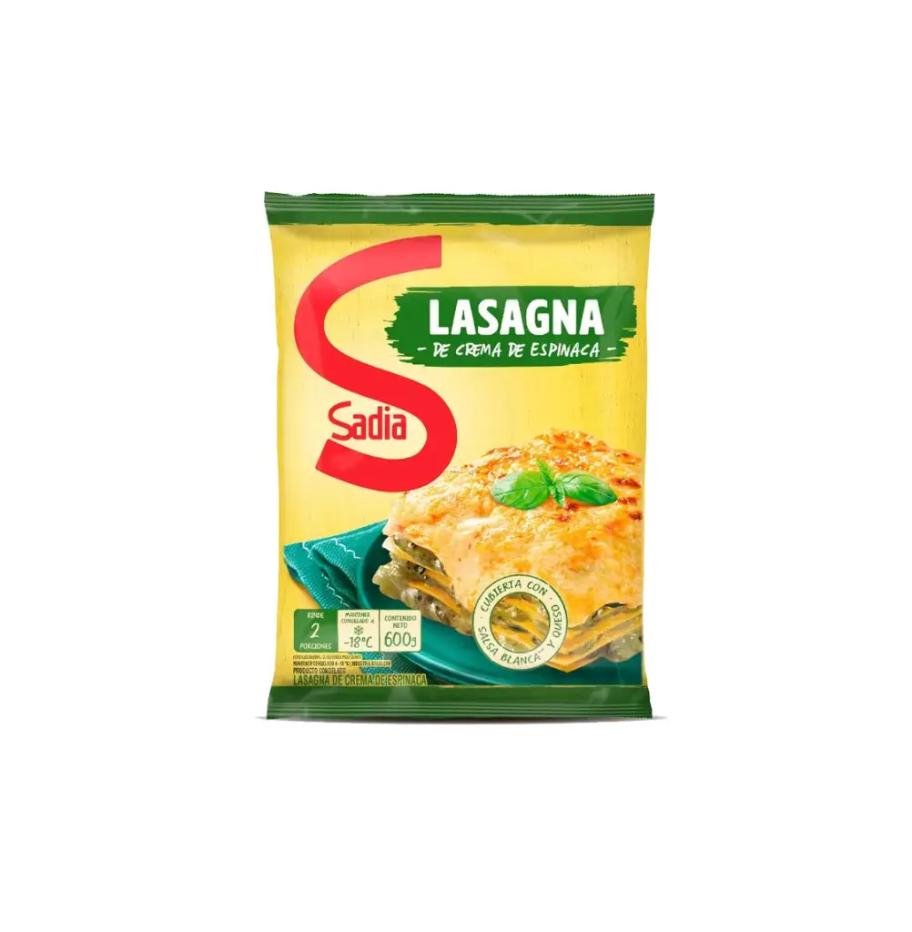 LASAGNA CREMA ESPINACA 6 X 600 GR SADIA                       