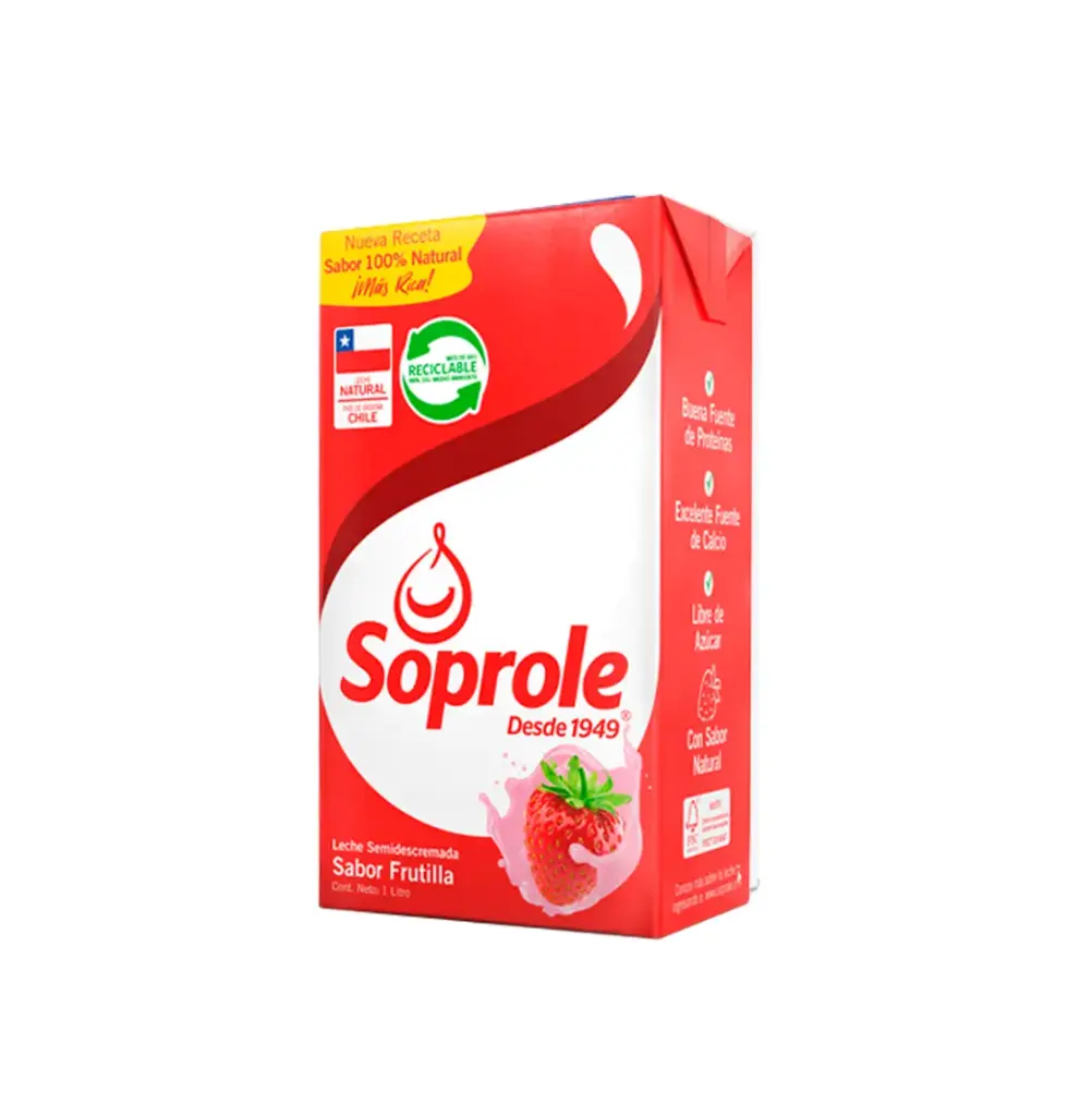 LECHE FRUTILLA 12 X 1 LT SOPROLE                              