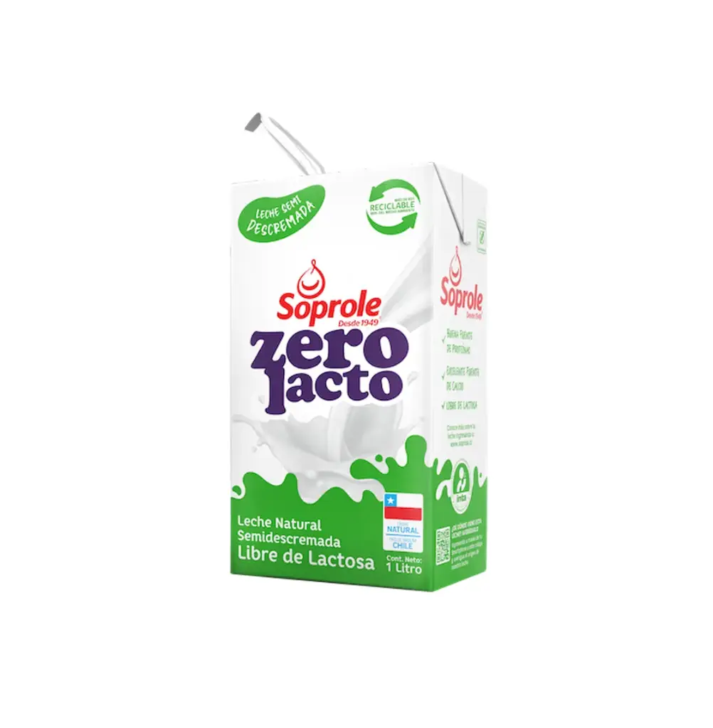 LECHE ZEROLACTO SEMIDESCREMADA 12 X 1 LT SOPROLE              