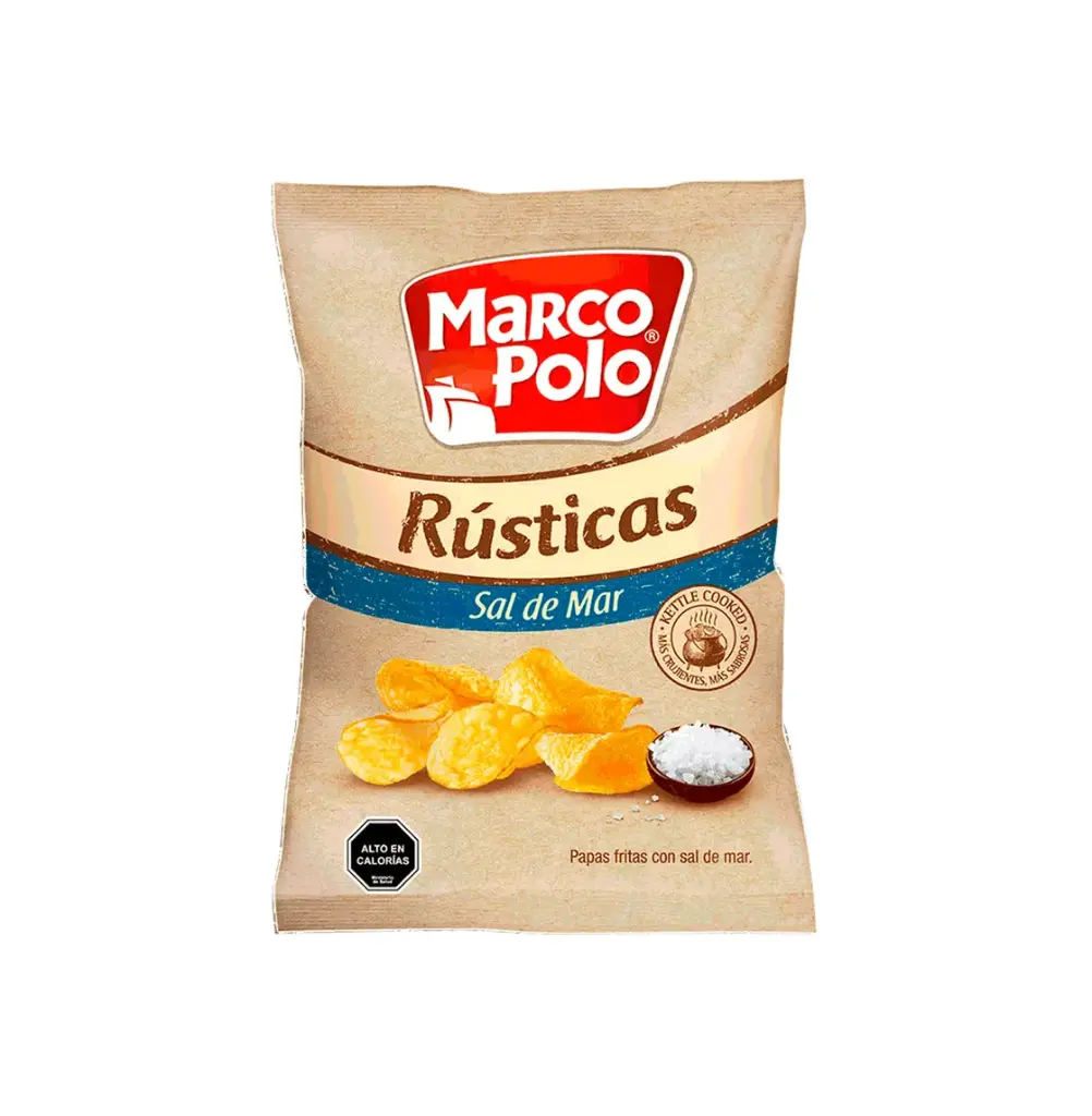 PAPAS FRITAS RUSTICAS SAL DE MAR 12 X 185 GR MARCO POLO       