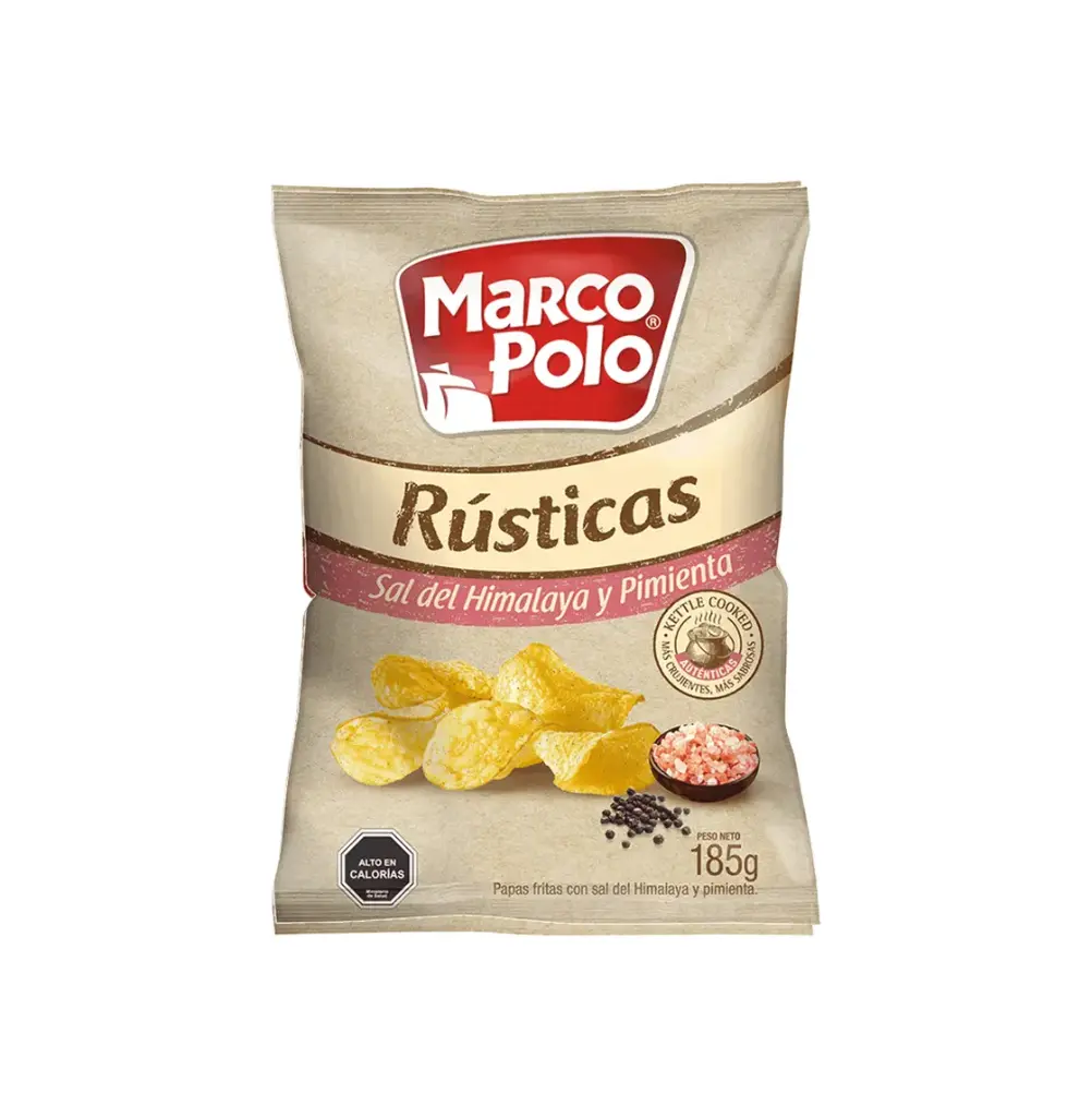 PAPAS FRITAS RUSTICAS SAL PIMIENTA 12 X 185 GR MARCO POLO     