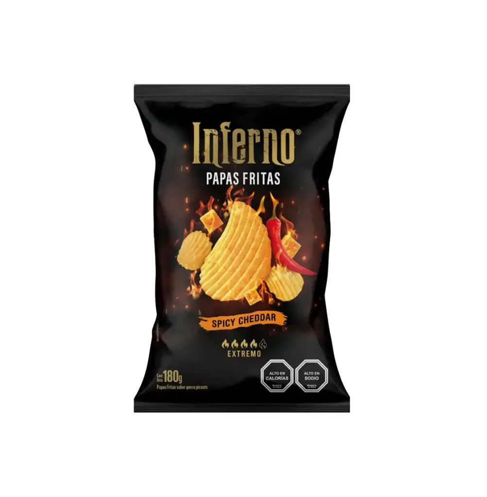 PAPAS INFERNO SPICY CHEDDAR 14 X 180 GR                       