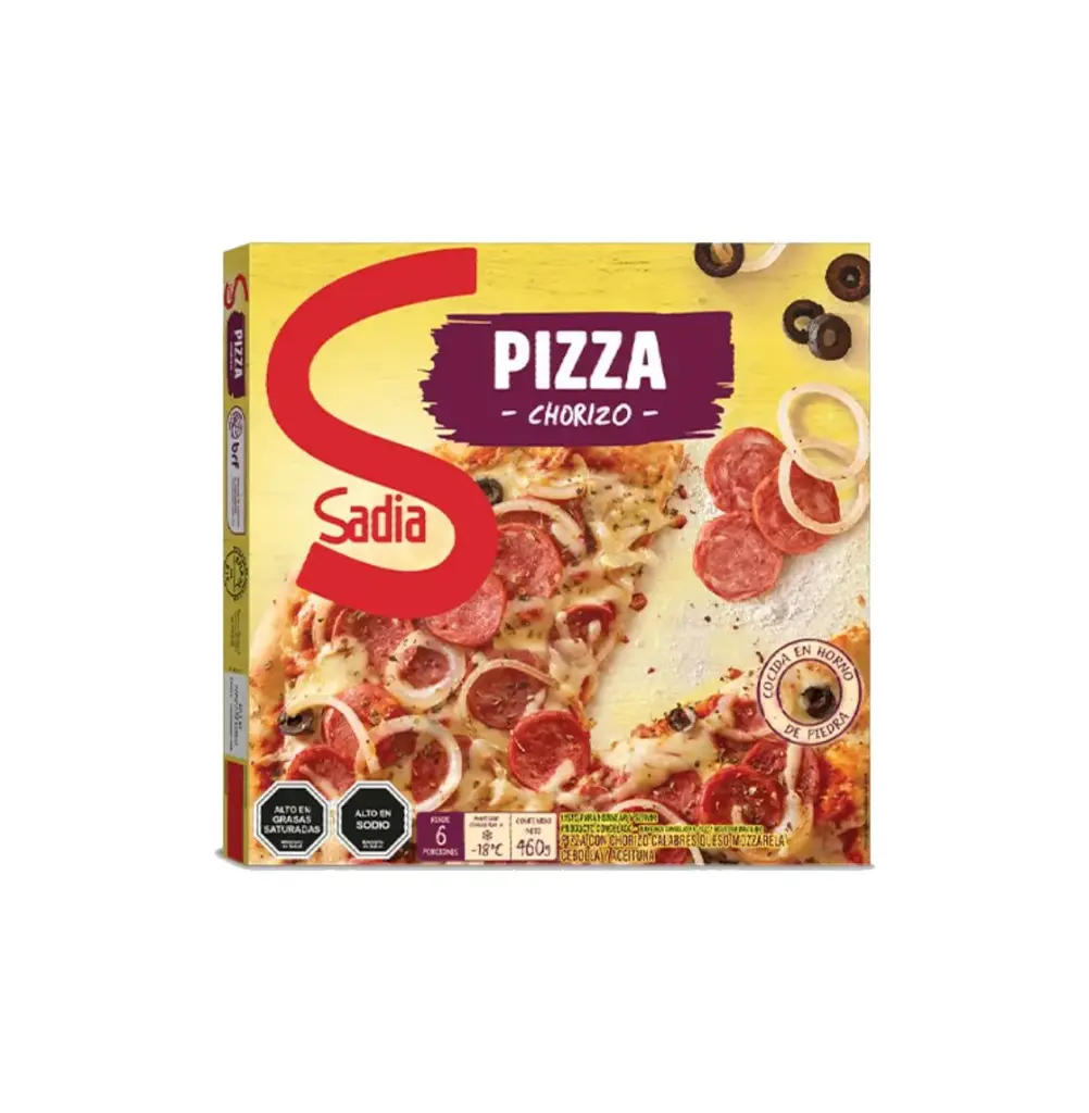 PIZZA CHORIZO QUESO ACEITUN 460 GR SADIA                      