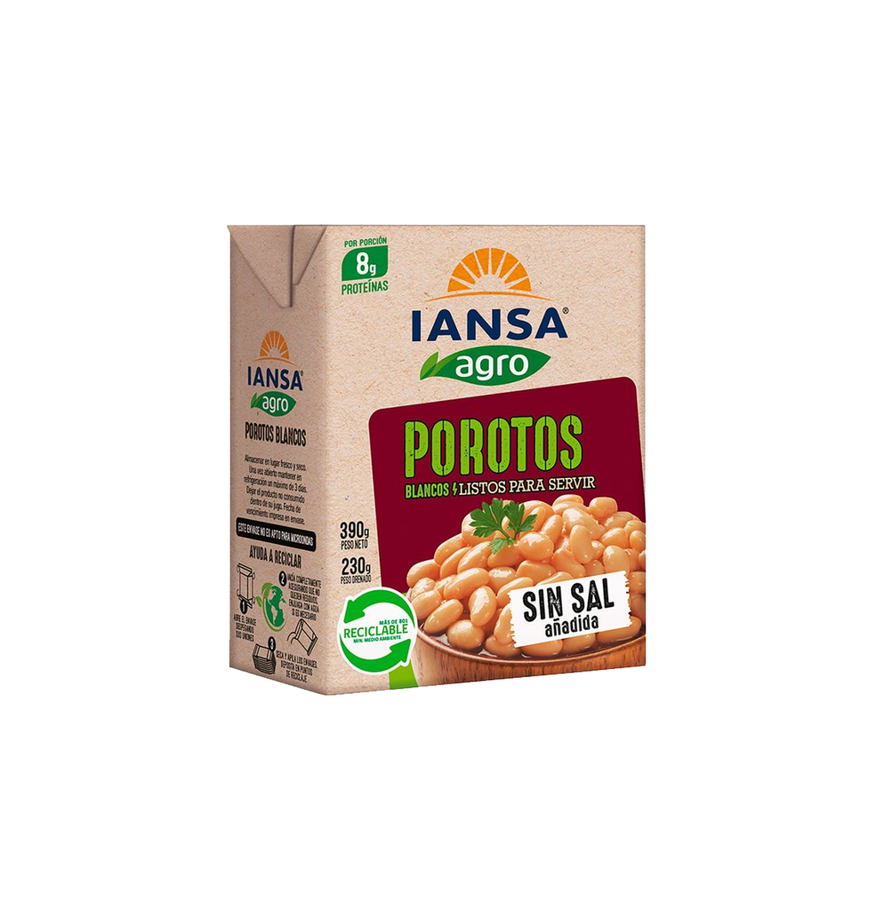 POROTOS BLANCOS 12 X 390 GR PLATOLISTO IANSA                  