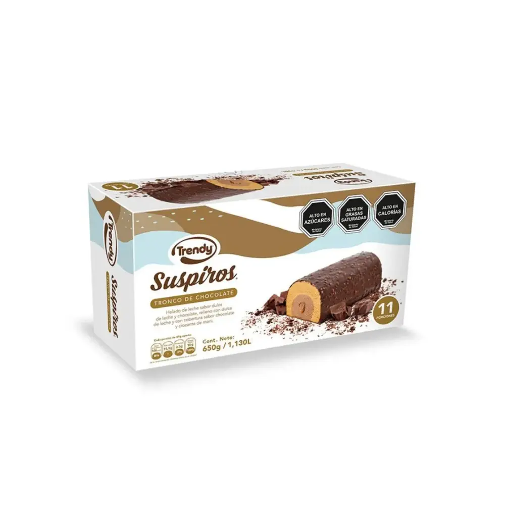 POSTRE SUSPIROS TRONCO CHOCOLATE 650 GR TRENDY                