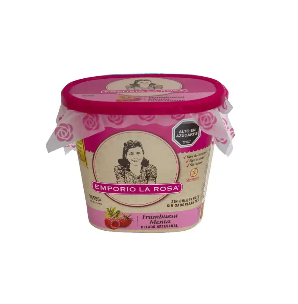 POTE HELADO ARTESANAL FRAMBUESA MENTA 6*550 GR EMPORIO LA ROSA