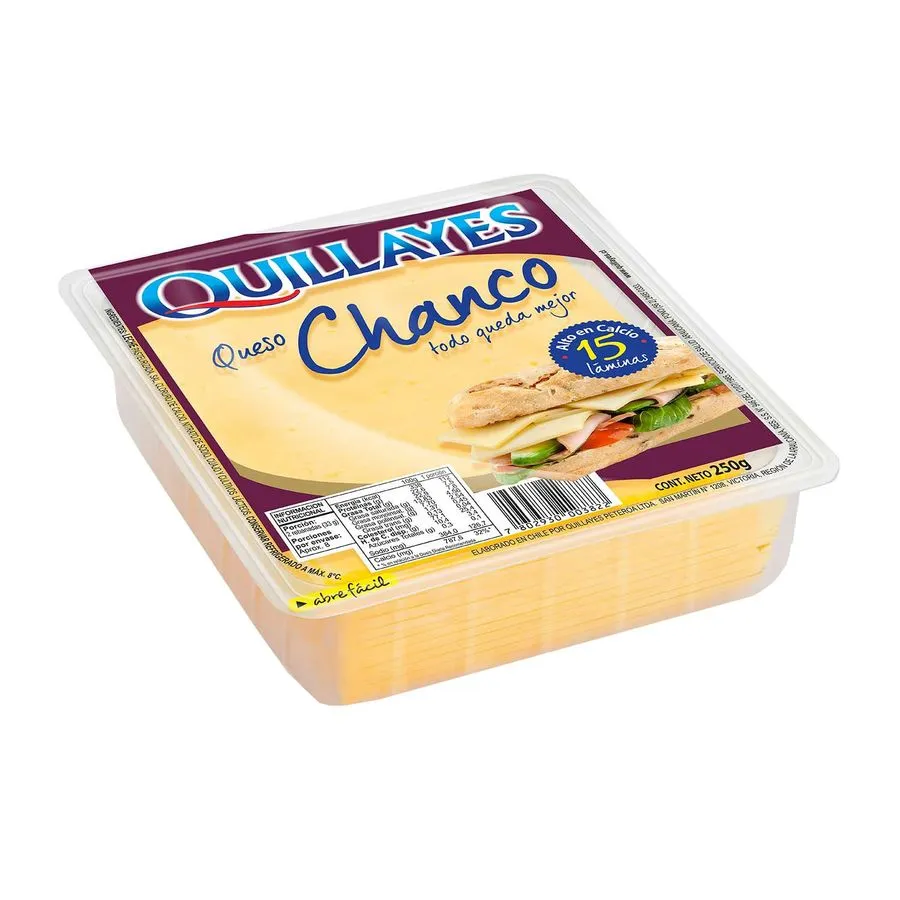 QUESO CHANCO 15 LAMINAS 250GR QUILLAYES                