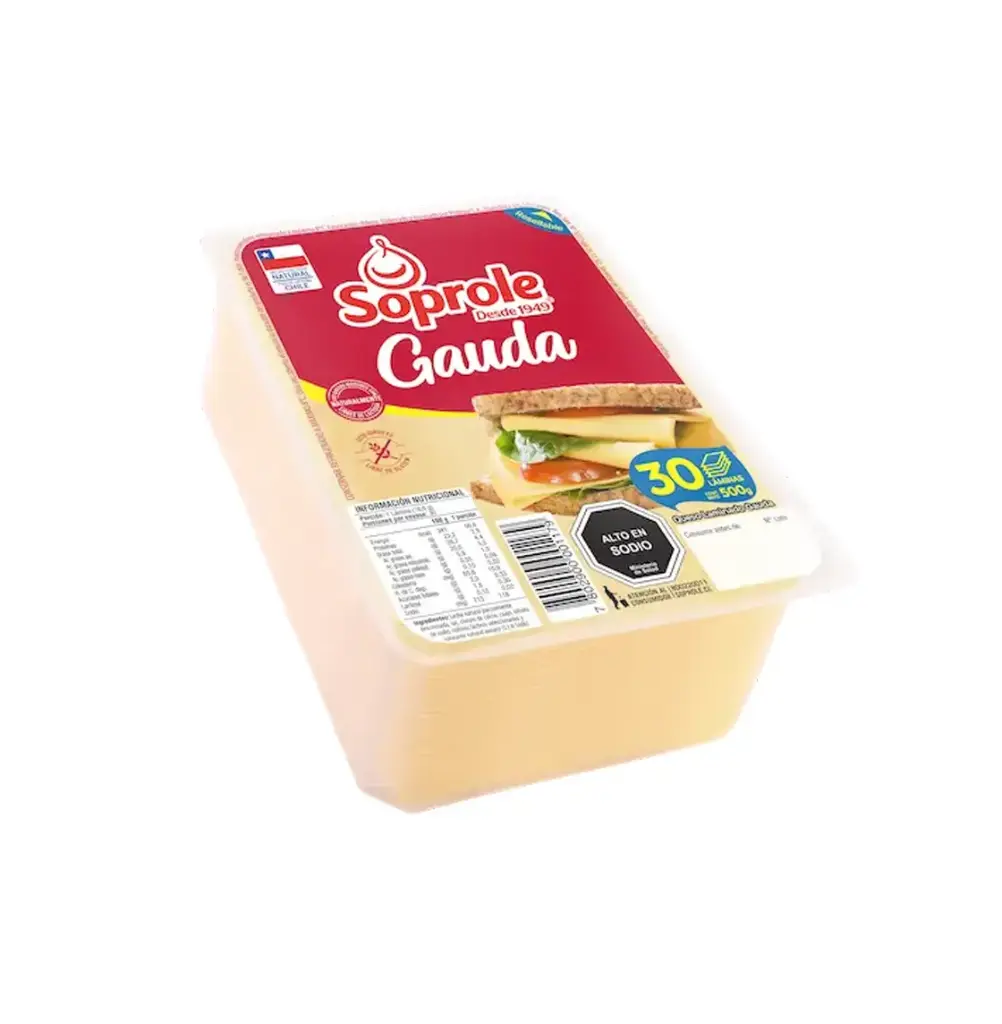 QUESO GAUDA LAMINADO 500GR. SOPROLE