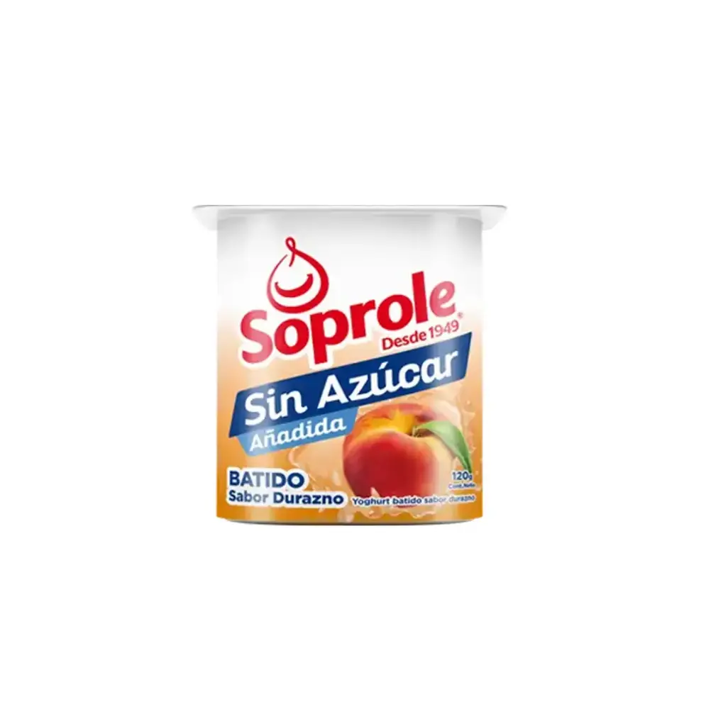 YOGUR S/AZUCAR DURAZNO 4 X 120 GR SOPROLE                     