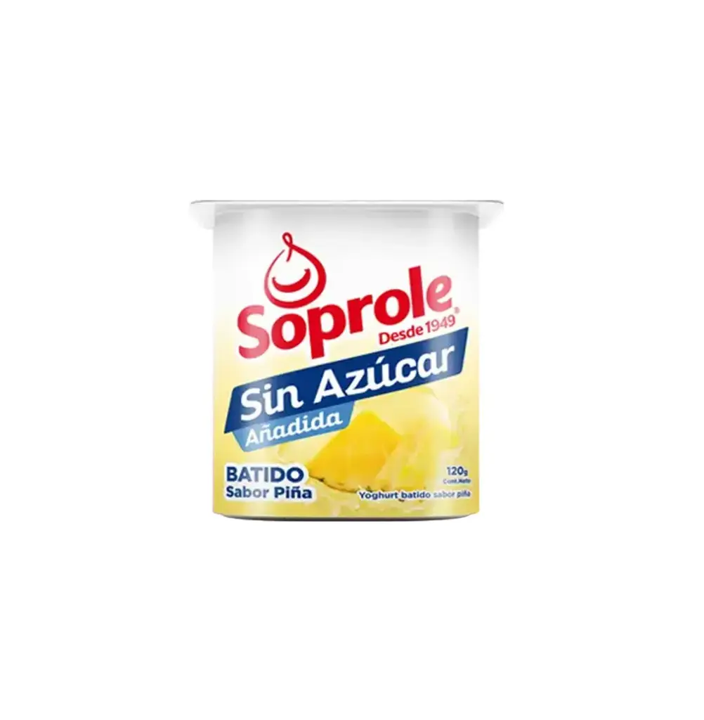 YOGUR S/AZUCAR PIÑA  4 X 120 GR SOPROLE                       
