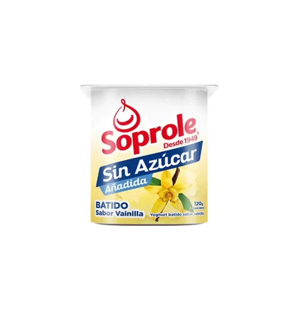 YOGUR S/AZUCAR VAINILLA 4 X 120 GR SOPROLE                    