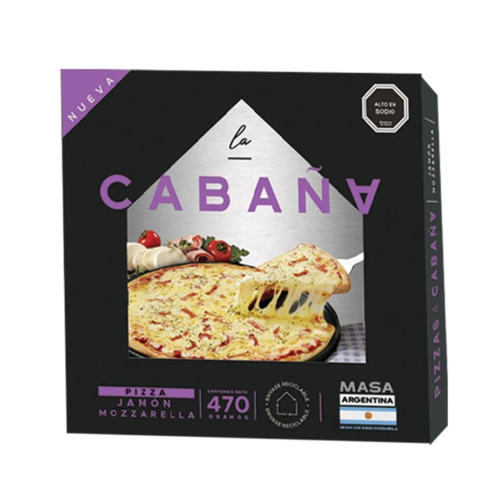 PIZZA JAMON MOZZARELLA 470 GR LA CABAÑA                       