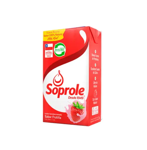 [7011] LECHE FRUTILLA 12 X 1 LT SOPROLE                              