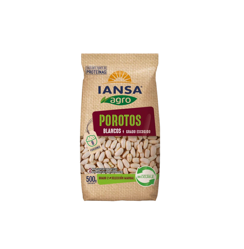 [444] POROTOS BLANCOS 6 X 500 GR IANSA                              