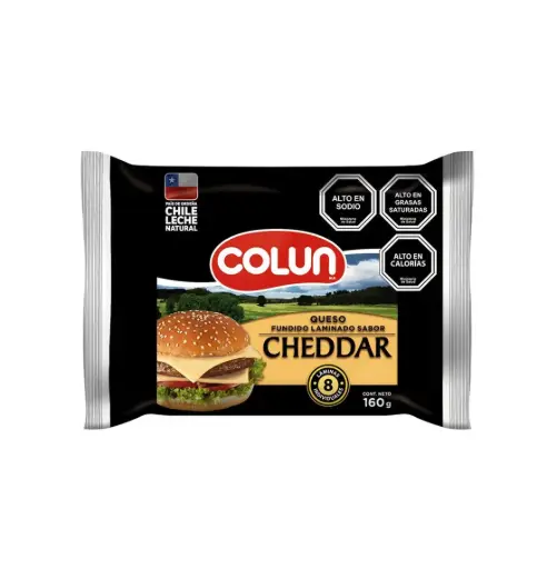 [3510] QUESO CHEDDAR 8 LAMINAS FLOW PACK 160 GR COLUN                