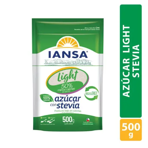 Azucar Ligh Stevia 500 g, Iansa