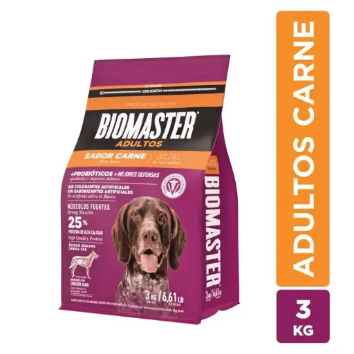 Alimento Adulto Sabor Carne 3 kg, BIOMASTER