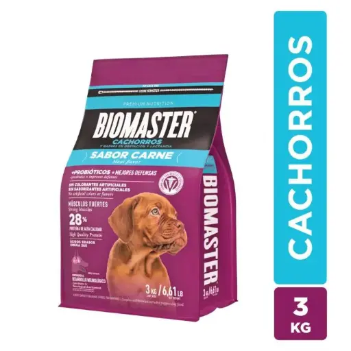 Alimento Cachorro Sabor Carne 3 kg, BIOMASTER