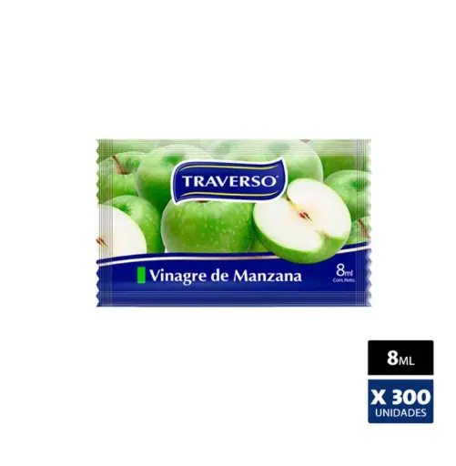 [1860] VINAGRE MANZANA SACHET 300 X 8 CC TRAVERSO                    